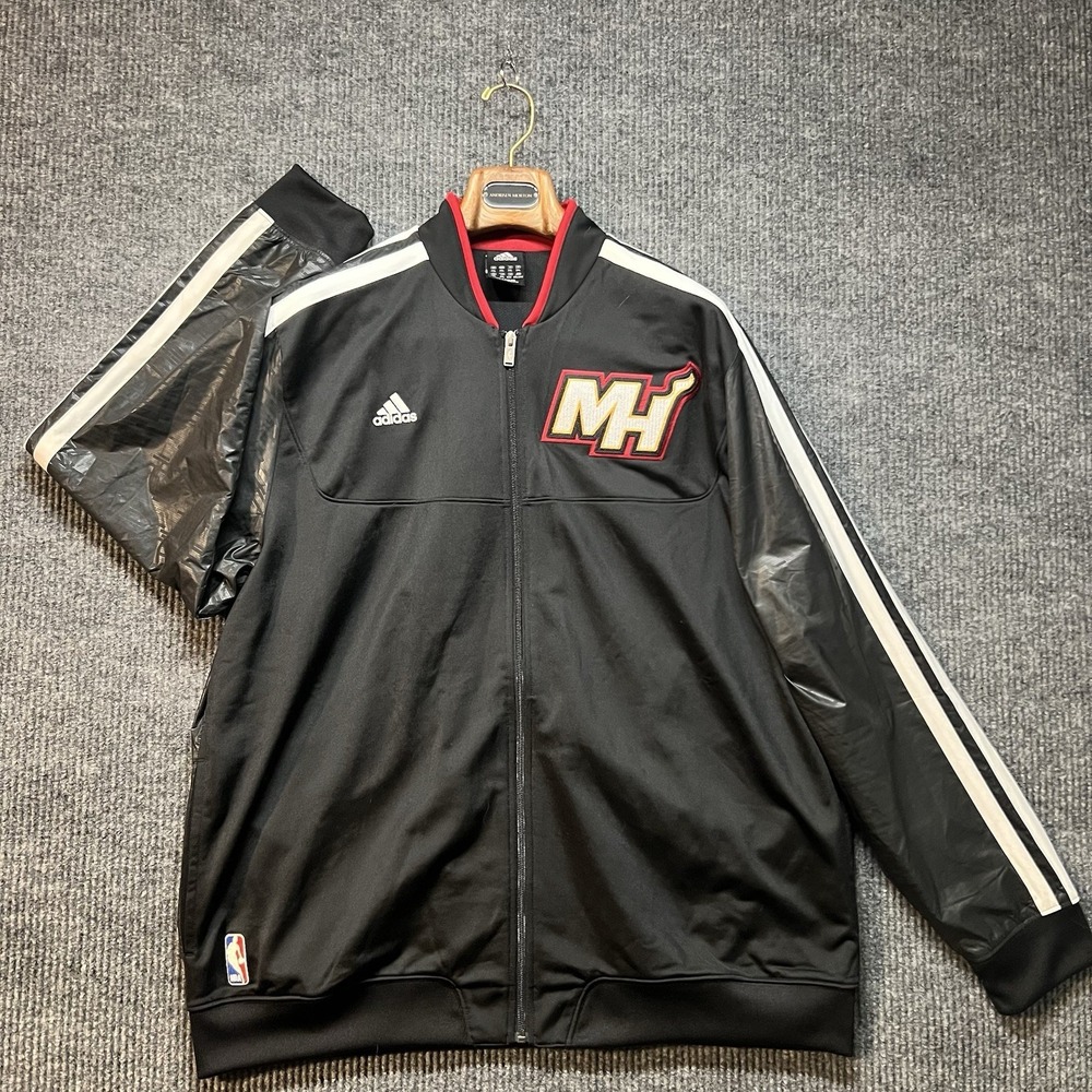 Miami‎ Heat Adidas Warmup Jacket Men's Size 2XL 2012 Wade LeBron Bosh NBA Black